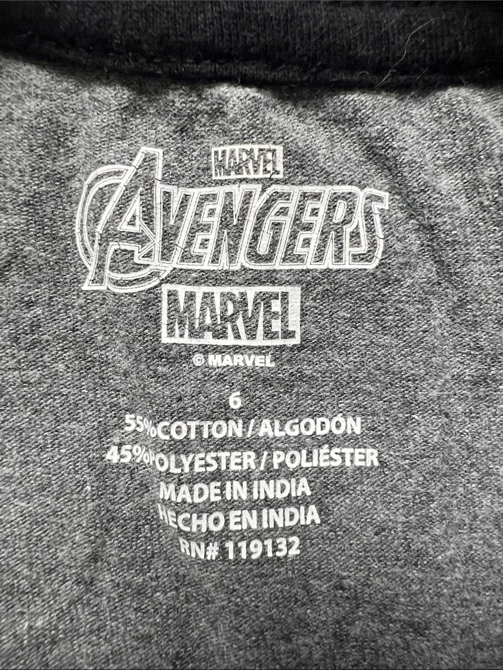 Marvel Boys Gray Avengers Short Sleeve Graphic T-shirt Size 6